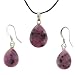 Purple Quartz Faceted Pear Drop Pendant and Earrings Set - Pendant (13x17mm), Earrings (11x14mm) - Adjustable Cord Necklace