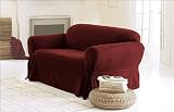 Chezmoi Collection Soft Micro Suede Solid Burgundy Red Couch/sofa Cover Slipcover with Elastic Band Under Seat Cushion