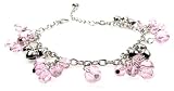 Pink Crystal Silver Anklet - Or Bracelet - Fits All Sizes up to 9 Inches