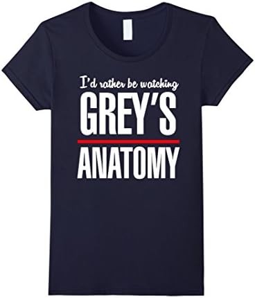 Women's I'd rather be watching grey anatomy t shirt Medium Navy
