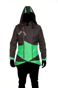 Hoodie Costume Jacket Coat - independently designed by WitBuy designers,Black with Green (Women-Small)