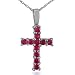 Ruby Cross Pendant in Sterling Silver, 18