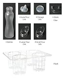32 oz. Salad Dressing Bottle Set, Set includes 4 Bottles, 16 Lids, 4 Blank Clips and a Rack
