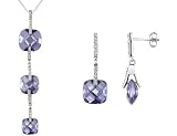 Sterling Silver Lilac Cubic Zirconia (CZ) Earrings and Pendant Set