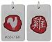 Chinese Character Rooster with English Shiny Pewter Pendant Necklace