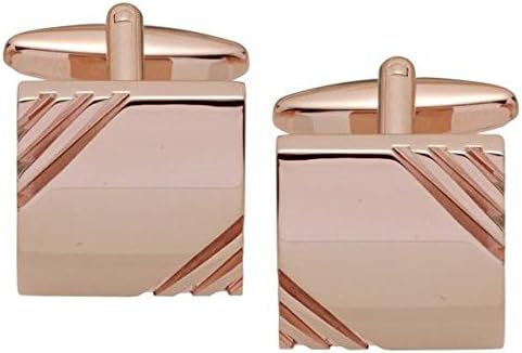Rose Gold Corner Lined Square Cufflinks by Gaventa London