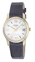 Rotary Ladies Gold Plated Round White Dial Leather Strap Watch