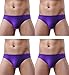 WINDAY Men Briefs Breathable Ice Silk Triangle Bikinis and Briefs N04 XL/US L 4-Pack Purple