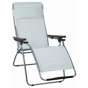 Lafuma Futura Clipper Mesh Recliner With Wood Arm, Ecume