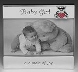 AT-Giftware - Cadeau de Naissance - Cadre Photo Enfant Fille - Baby Girl - 15cm x 16cm - Métal Argenté