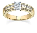 0.98 CT RADIANT DIAMOND 18K YELLOW GOLD RING NEW