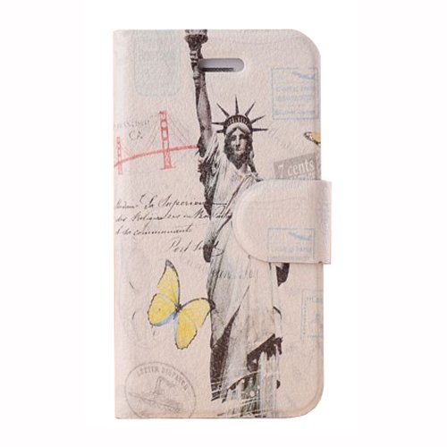 Meaci Apple Iphone 4&4s Folio Case Fashion Pattern with Kickstand Credit Card Holder Id Holder Pu Leather Material Cover Magnetic Buckle (VIII)