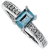 14K White Gold Aquamarine & Diamond Ring
