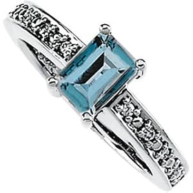 14K White Gold Aquamarine and Diamond Ring by DivaDiamonds