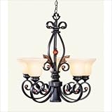 IMAGE OF Tuscany Six Light Chandelier in Copper Bronze with Aged Gold Leaves