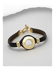 Black Leather Bracelet In White Base