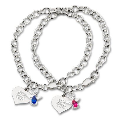 Personalized Girl's Angel Birthstone Bracelets Gift