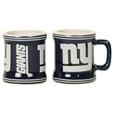 NFL Teams 2oz Ceramic Handled Full Color Shot Glasses 2 Pack - New York Giants