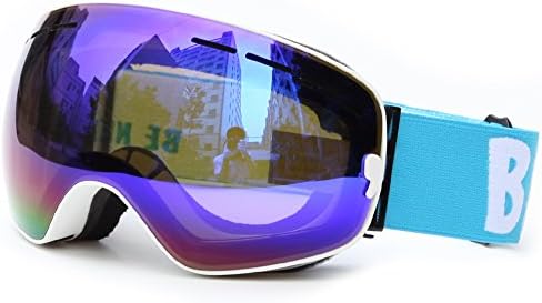 Ski Goggles, Ski Snowboard Goggles with Quick Lens-changing UV400 Protection Anti-fog Wide PC Lens Anti-slip Strap Helmet Compatible, Adult Ski Snowboarding Skating Goggles[SNOW-3102]