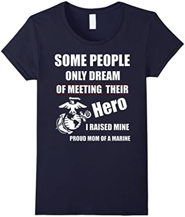 Women's I Raised My Hero Proud Us Marine Military Mom T Shirt Medium Navy
