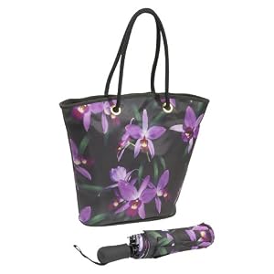 Galleria Orchids Folding Umbrella/tote set (Orchids set)