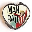 Womens Hand Made Retro "Man Bait Heart" Compact Mirror Case