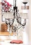 New Black Chandelier With Clear Gems Mini Bell Silk Shades 25w Max Iron Acrylic High Quality