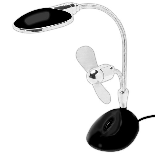 Super Bright 2 in 1 Laptop LED Lamp & Fan USB Powered - Black (72-059B)