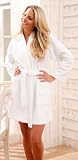 Morgenstern, Kurzbademantel mit Kimonokragen für Damen, S bis XL, aus kuscheliger und saugstarker Mulitfaser, Farbe weiss, Größe L