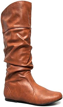 Delura KALEESI / Classic Basic Casual Slouchy Flat Knee High Boot cognac pu 5