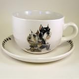 24oz Dog Breed Soup Mug and Saucer - Schnauzer