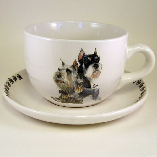 24oz Dog Breed Soup Mug and Saucer - Schnauzer