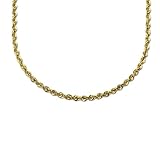 Duragold 14k Yellow Gold 2.5mm Hollow Diamond-Cut Rope Chain Necklace, 18