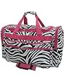 Hot Pink Trim Black White Zebra Duffle Dance Cheer Gym Bag Large 22"