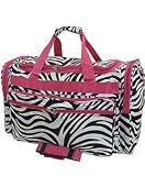 Hot Pink Trim Black White Zebra Duffle Dance Cheer Gym Bag Large 22