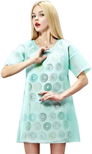 Elf Sack Womens Summer Dress Round Neck Short Sleeve Mesh Macarons Two-piece Medium Size