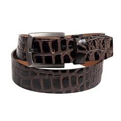 Men's New Genuine Leather Faux Snake Skin Brown Belt 1.5 Inches By Landes