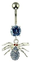 Silver Ladies Crystal Set Spider Drop Body Bar