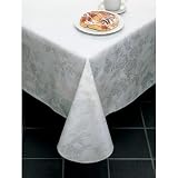 Classic Series Vinyl Tablecloth Damask, White 52'' x 52''