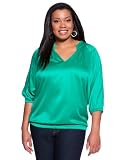 eloquii Plus Size Silky Blouson Top Green 18/20