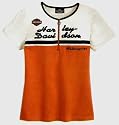 Harley-Davidson&reg; Women's Shortsleeve 1/4 Zip Tee Shirt. Embroidered graphics and logo. 99072-08VW