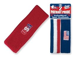 Set of 2 USA Flag Patriotic EMBROIDERED Cloth Headbands