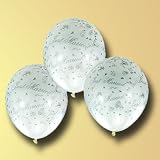 Luftballons “Just Married” 6er-Set, cremefarben und silber