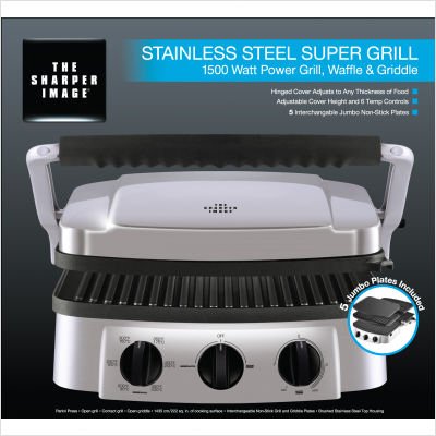 The Sharper Image 8147SI Stainless-Steel Super Grill with Interchangeable Nonstick Plates The Sharper Image 8147SI Stainless-Steel Super Grill with Interchangeable Nonstick Plates