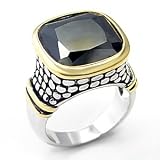 Two Tone Designer Jet Black Colored CZ Ring