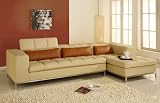 CR Perla Cream Modern Leather Sectional Sofa