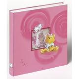 Walther UK-163-R Babyalbum Heart Bears mit Ausstanzung zur persönlichen Gestaltung, 60 weiße Seiten, 4 Seiten illustrierter Vorspann, 28 x 30,5 cm rosa