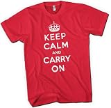 Keep Calm and Carry On Mens Premium T-Shirt Red Large