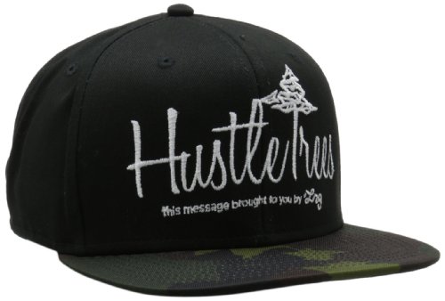 LRG Men's Hustle Trees Script Snapback Hat, Adjustable Flat Bill Cap, Olive Camouflage, One Size