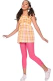 Girls Opaque Nylon Leggings with LACE Trim